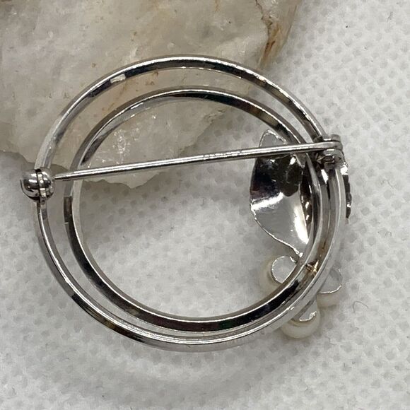 Vintage Lot of 3 Signed Monet Krementz Emmons Silver Tone Pin‎ Brooch Rhinestone - Picture 13 of 16